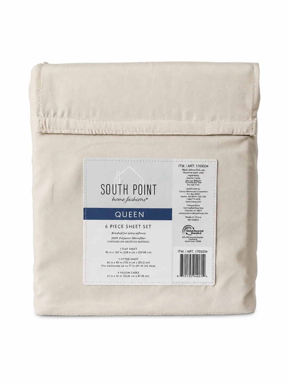 South Point Queen 6 Piece Microfiber Sheet Set Beige NEW Soft Deep Pocket